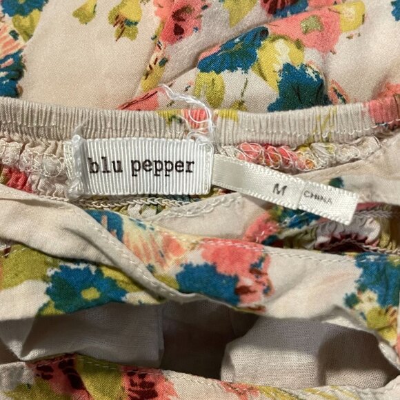 Blue Pepper Womens Size Medium Mini Dress Multicolor Floral Adjustable Strap - Picture 9 of 13